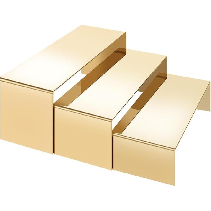 Purse Display Stand, 3 Pcs Large Gold Stainless Steel Display Risers, Gold Risers Display Stands, Large Gold Perfume Stand Display for Jewelry Shoe