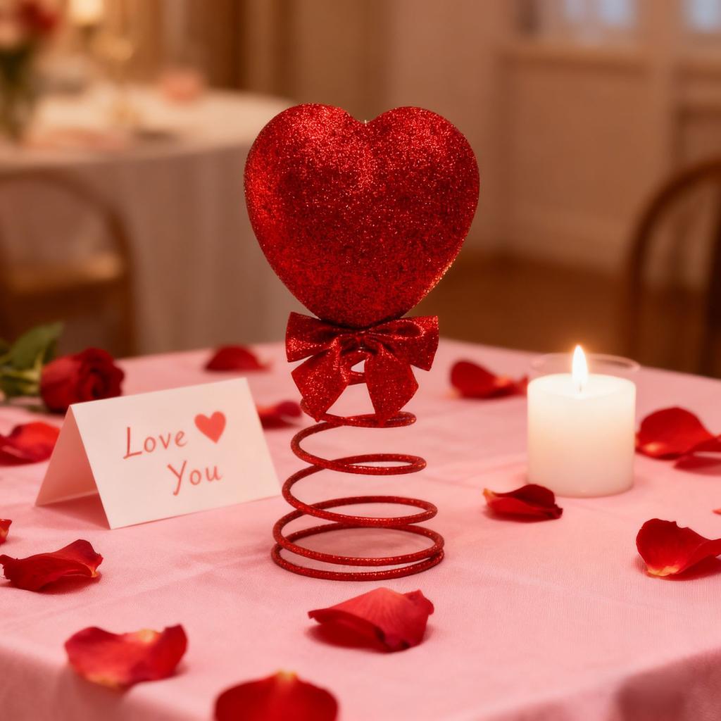 Red heart with spring tree top decoration, creative indoor atmosphere, Christmas top decoration, heart decoration