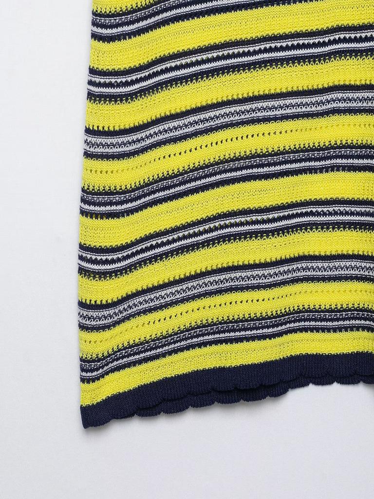 European and American style, new women's clothing, foreign style, fashionable striped knitted POLO shirt 9874006