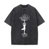 Yoga Tree Of Life Meditation Spiritual Graphic Washed Vintage Short Sleeve Loose Streetwear Tee