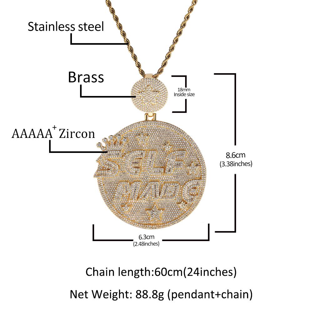 THE BLING KING Selbstgemachter Anhänger Halskette Iced Out Baguettecz Zirkonia Buchstabe Runde Medaillons Hiphop Schmuck Für Geschenk