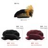 Medieval Renaissance Mens Feather Muzzle Hat With Print Design For Cosplay And Vintage Fashion