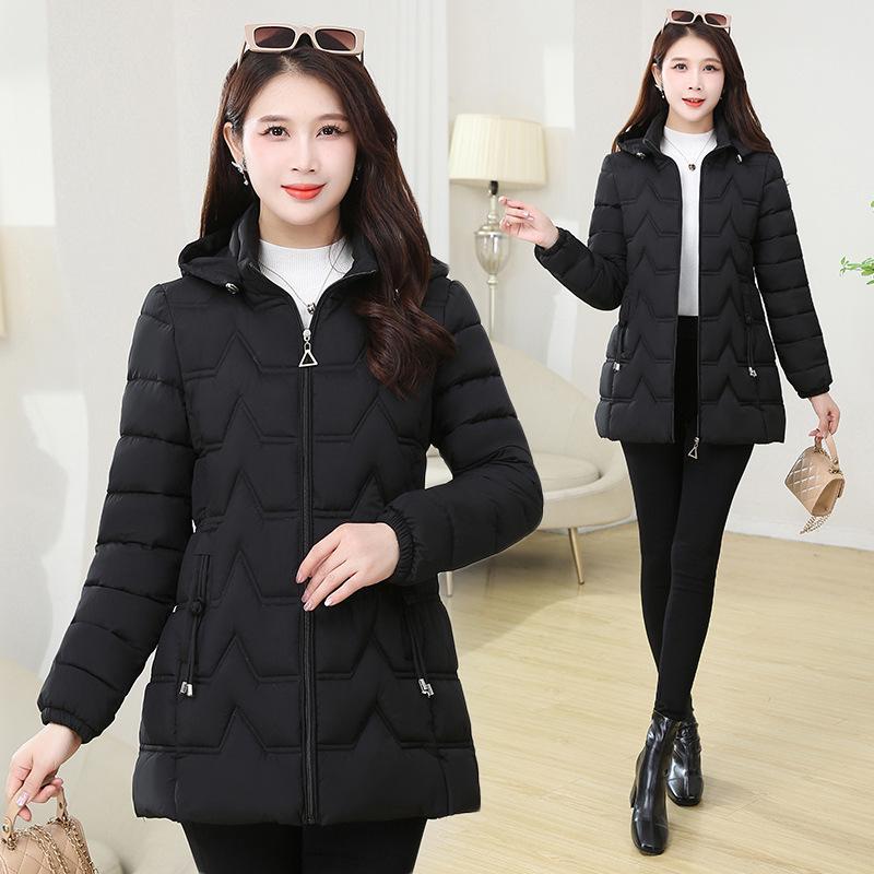 Women's Winter Slim-Fit Cotton Jacket - Medium-Length, Stylish, Warm, and Padded Outerwear for Middle-Aged and Elderly
