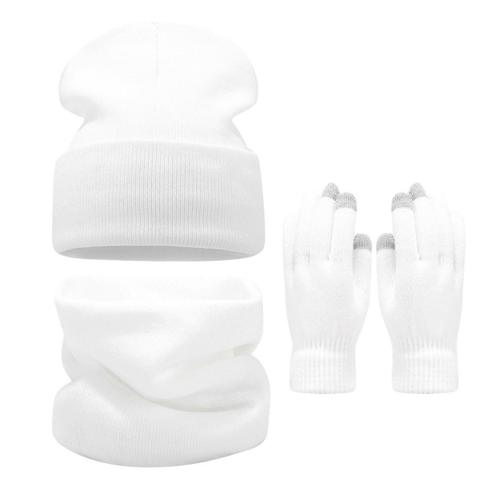 3Pcs/Set Windproof Knit Beanie Snood Set Thicken Scarf Neck Warmer for Men Women