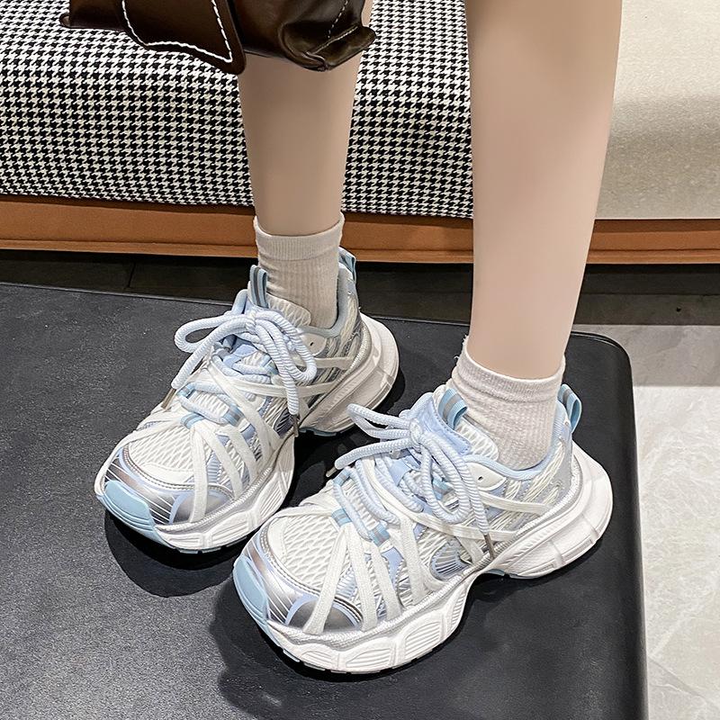 

Paris spider web straps big head dad shoes girl 2025 spring new design retro platform casual sneakers 40 синий