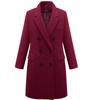 2023 Autumn/Winter Plus Size European Long Wool Women's Coat with 3-Button Closure, Available in Multiple Colors.