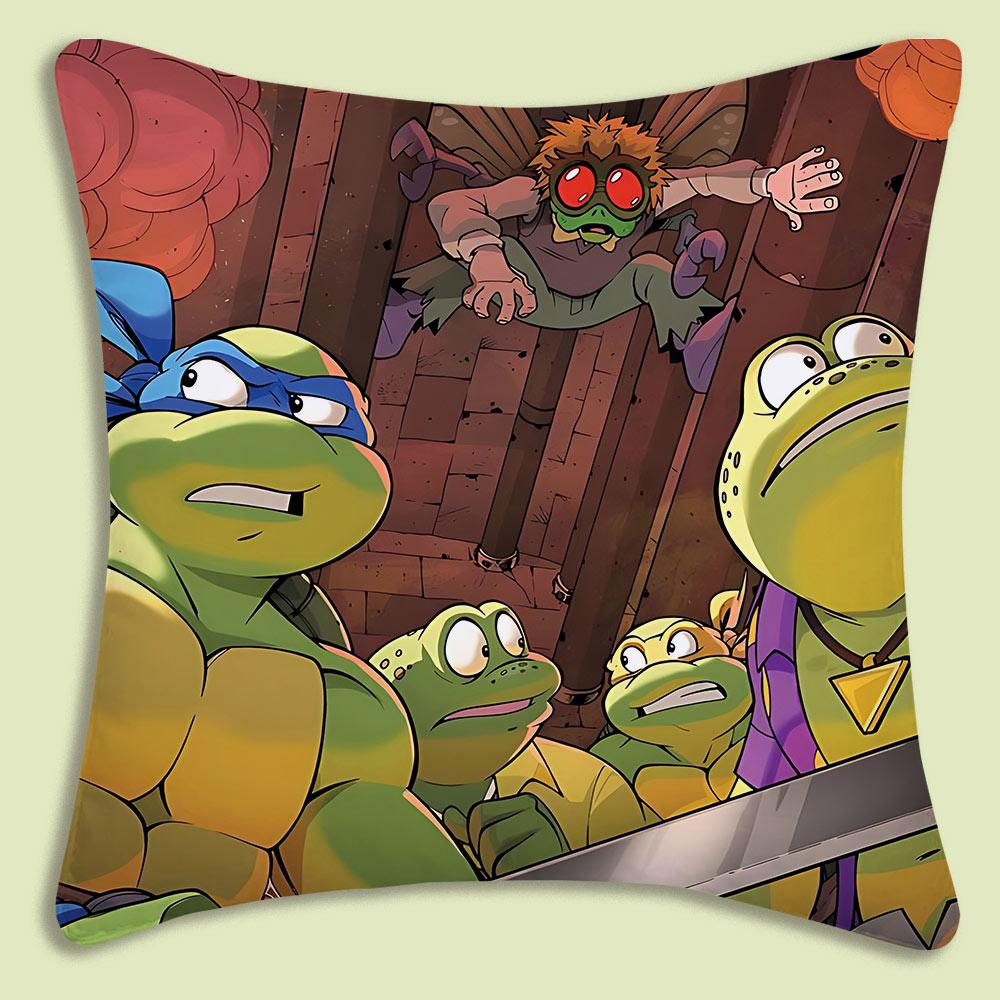 NNinja Turtles Pillow Covers Cartoon Sofa Decorative Home Doublesided Printing Short Plush Cute Cushion Cover