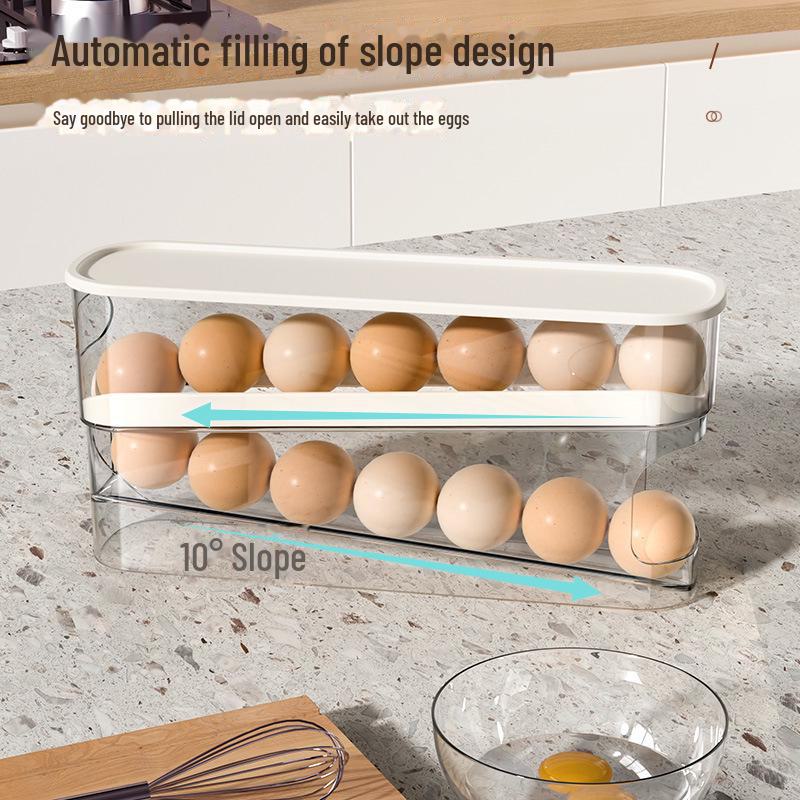 Automatic Egg Roller with Slide and Anti-Fall Design for Fridge and Kitchen Countertop Storage