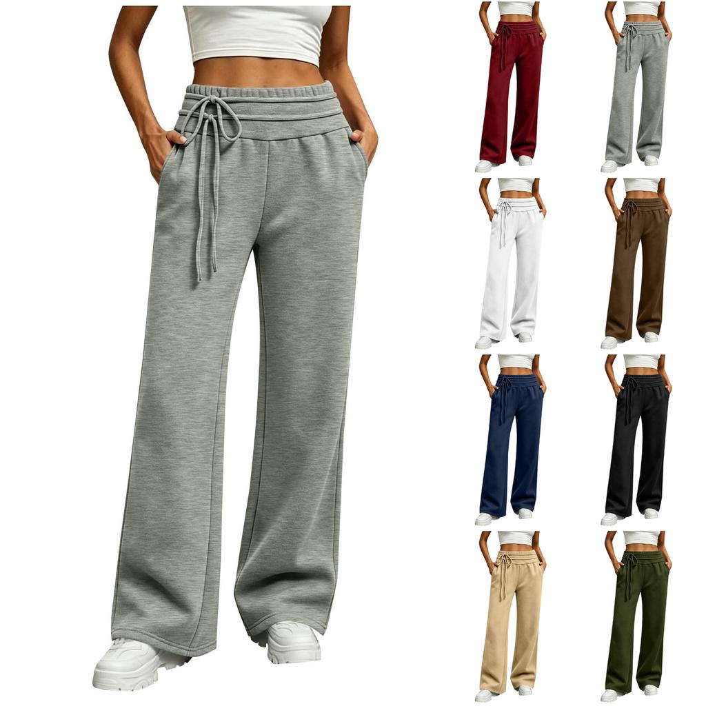 Women's Color Loose Fit Drawstring Sweatpants with Pockets for Casual Wear