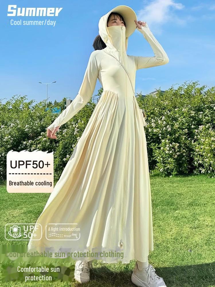 Women's Slim Fit Ice Silk Sun Protection Jacket - Long, Lightweight UV Shield for Summer 2024