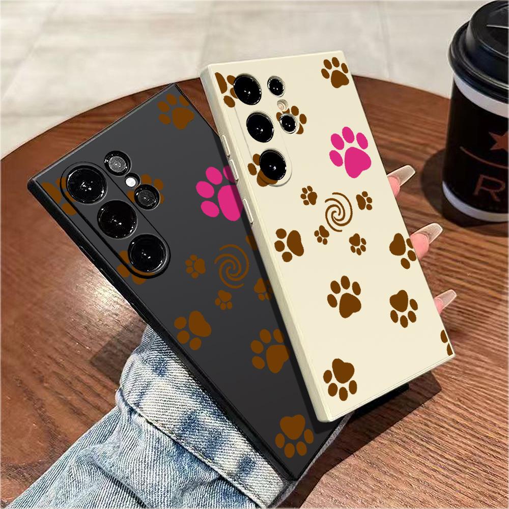 Colorful Paw Prints Pattern Phone Case for Samsung Galaxy S25 S24 Ultra S23 S22 S21 S20 FE Plus Soft TPU Protection Cover