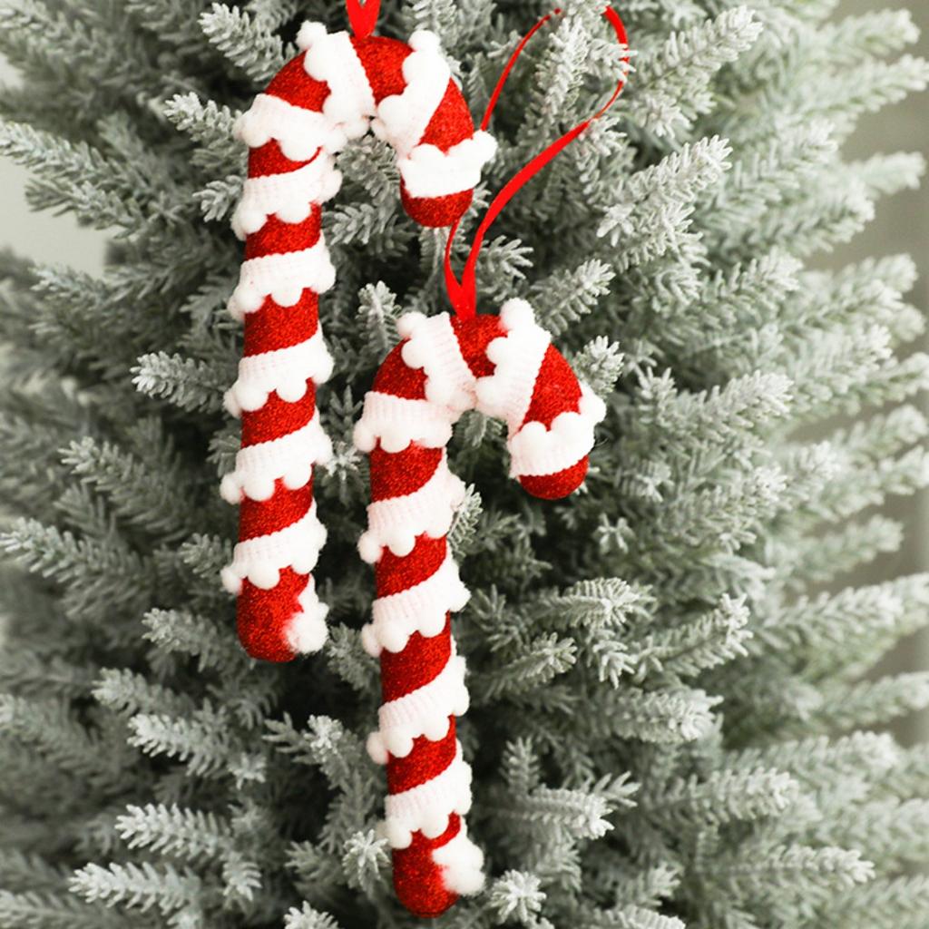 Weihnachts-Zuckerstangen Weihnachtsbaum-Hängeanhänger Weiß Rot Lutscher Ornamente Weihnachtsdekoration für Zuhause Neujahrsparty