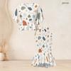 Women Plus Size Pink Black White Printed Two Piece Set Round Neck Batwing Sleeve Ruffle Hem Top Fishtail Skirt