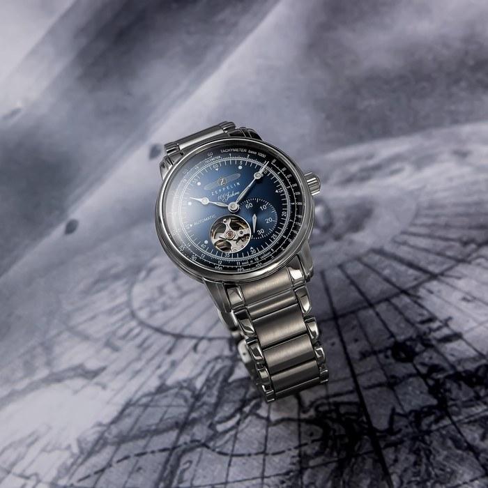 [Zeppelin] 100th Anniversary Automatic Watch, 50m Water Resistance, Mineral Glass, Navy Dial, 7662M-3, Men's
