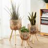 Gevlochten bloempot imitatie rotan bloemenstandaard plastic woonkamer vloer-tot-plafond rek balkon bamboe gevlochten bloemenmand plant interieur