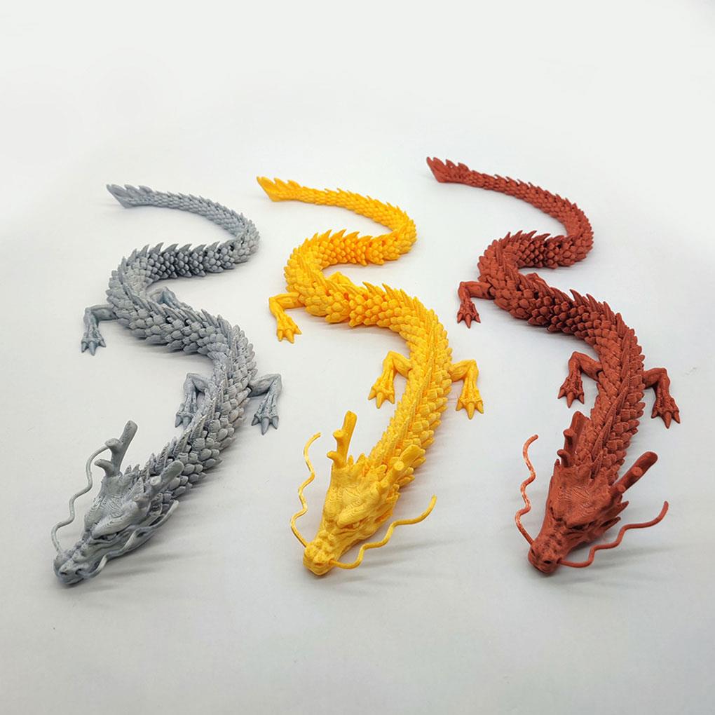 45/30cm 3D Printed Chinese Dragon Shenlong Crafts OrnamentsToy Joint Movable Dragon Model Home Office Decoration Decor Gifts