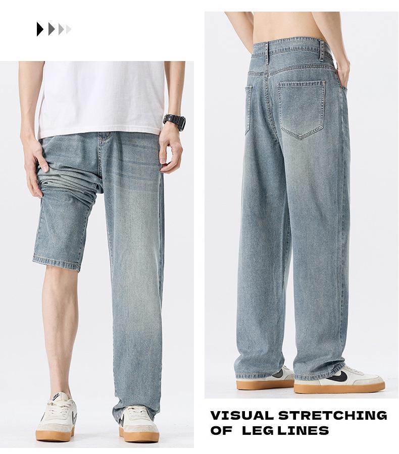 Mingge Herren Lyocell Tencel Jeans - Sommer 2025 Dünn, Kühl, Bequem, Locker Geschnittene Straight-Leg Hose