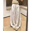 Women's High Rise Wide Leg Linen Blend Pants Loose Fit Curved Suit Trousers Two Length Casual Lazy Style Summer Straight Leg Pants