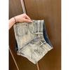 Women's Slimming A-line Wide-leg Distressed Denim Shorts