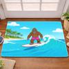 [2D Flat] Fun Gorilla Surfing Print Flannel Floor Mat Bathroom Mat Home Door Absorbent Doormat Bedroom Living Room