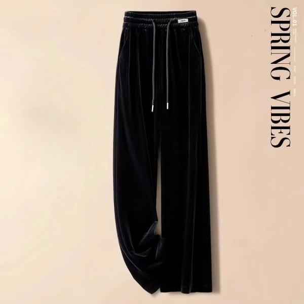 Damen Übergröße Samthose Herbst Winter High-Waist Locker Fleecegefüttert Gerade Hosen