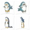 Luxury Home Decor Pillowcase Cat Shark Creative Pattern Cushion Cover Living Room Sofa Cushion Cover