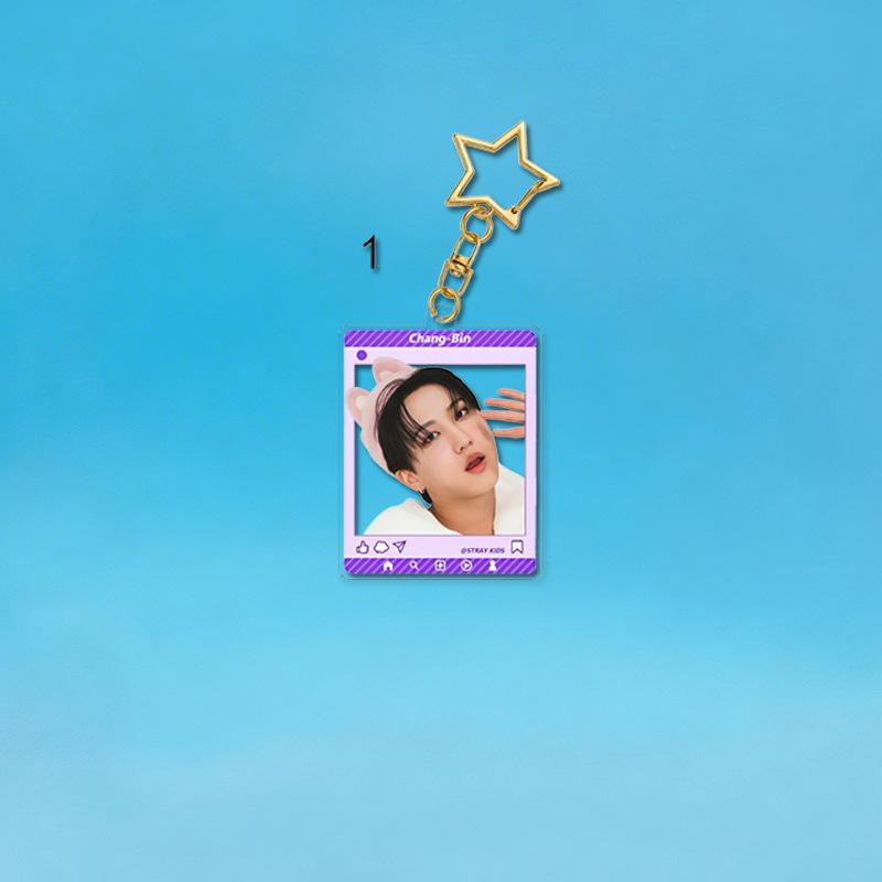 Stray Kids Acrylic Keychain Social Media Frame Photo Pendant Cute Keyring Bag Backpack Charm Fan Support Merchandise Gift