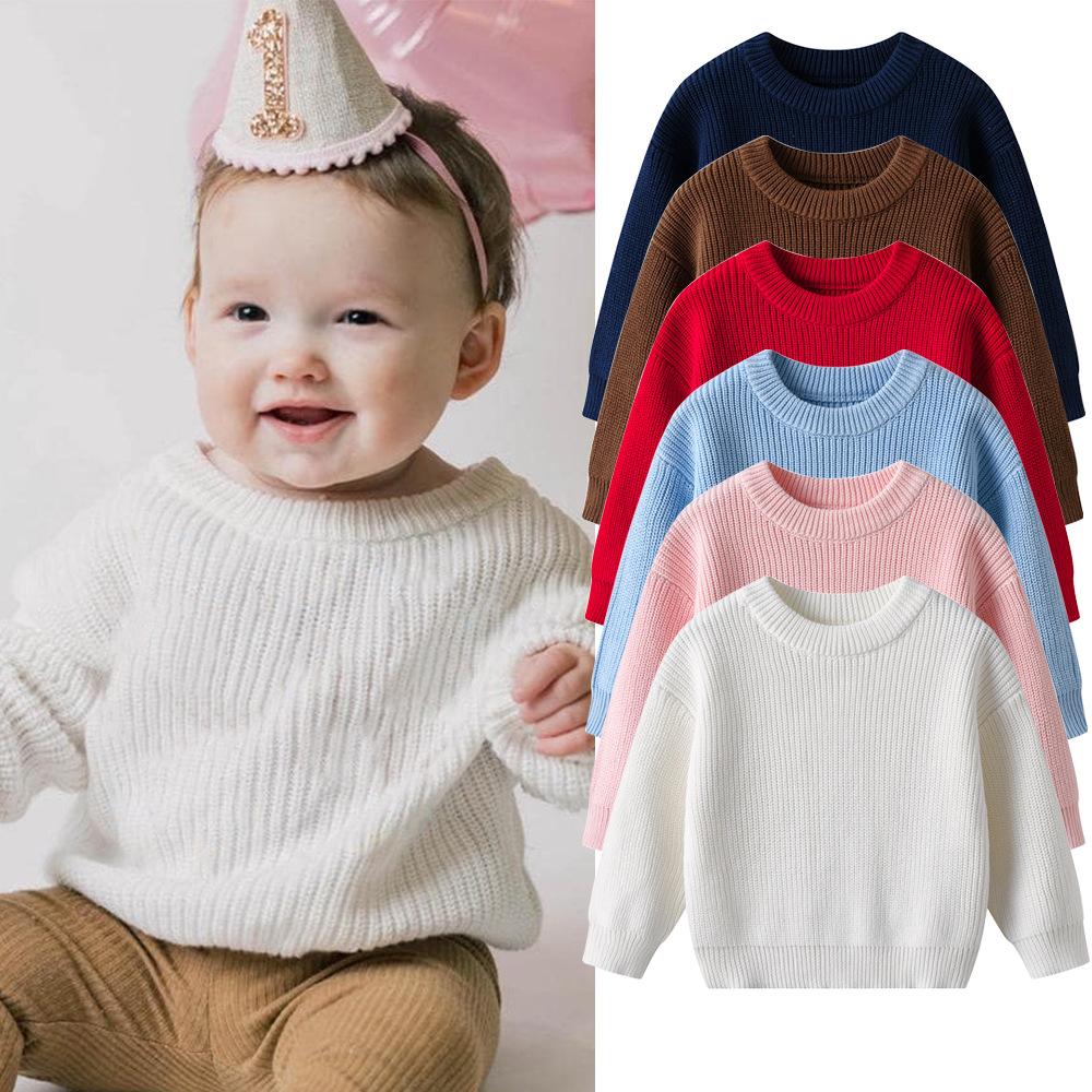 Autumn and Winter Baby and Children's Pullover Base Knitted Sweaters Baby Sweaters In Stock Small and Medium Children's Sweaters