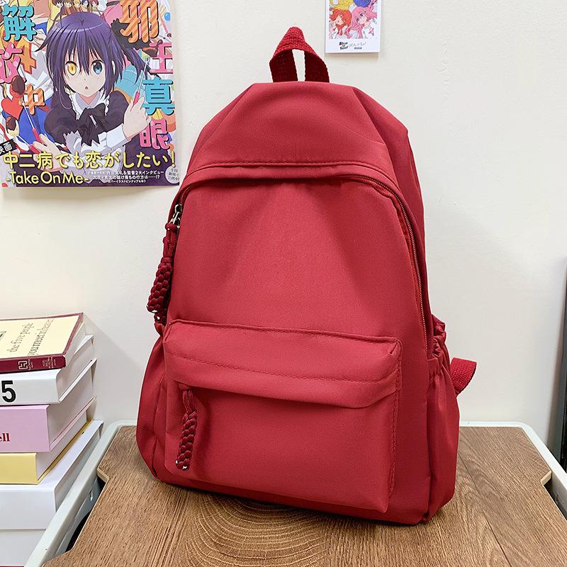 TS JYL laptop bag,Women Student Backpack Korean Style Solid Color Simple Junior High Bag