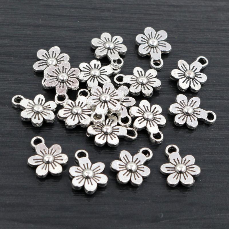 

20pcs Charms Double Sided Flower 12x9mm Antique Making Pendant fit,Bronze Vintage Antique Silver color,DIY Handmade Jewelry античный серебряного