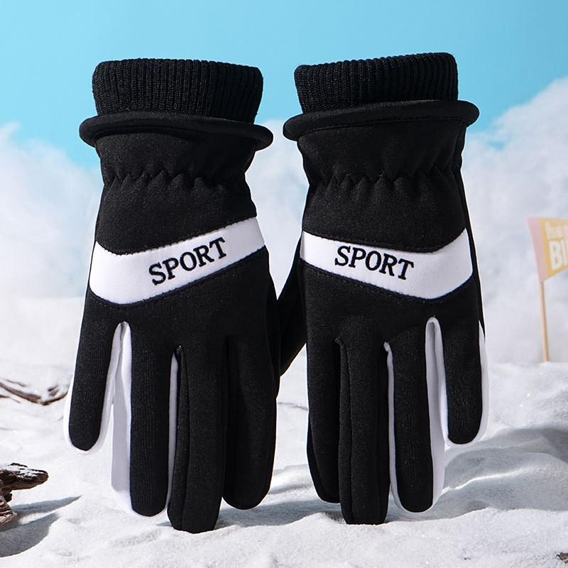 Kids Winter Warm Fleece Lined Gloves With Glow-in-the-Dark Dinosaur Print Windproof Waterproof Outdoor Cycling Play