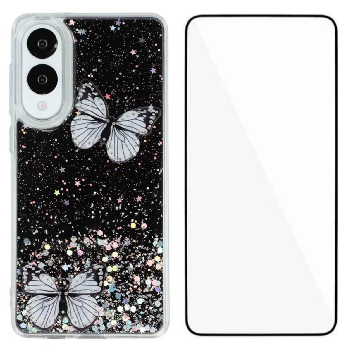 

Для Samsung Galaxy S25 Edge Чехол из ТПУ WANLONFENG Серия AW ПВХ Бабочка Эпоксидная Накладка для Телефона с HD Пленкой Black