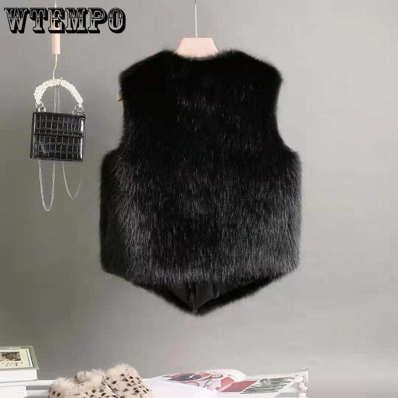 Pelzweste Frauen Kurze Oberbekleidung Herbst Winter Nachahmung Kaninchenfell Weste Weibliche Mode Warme Plüsch Weste Damen Jacke
