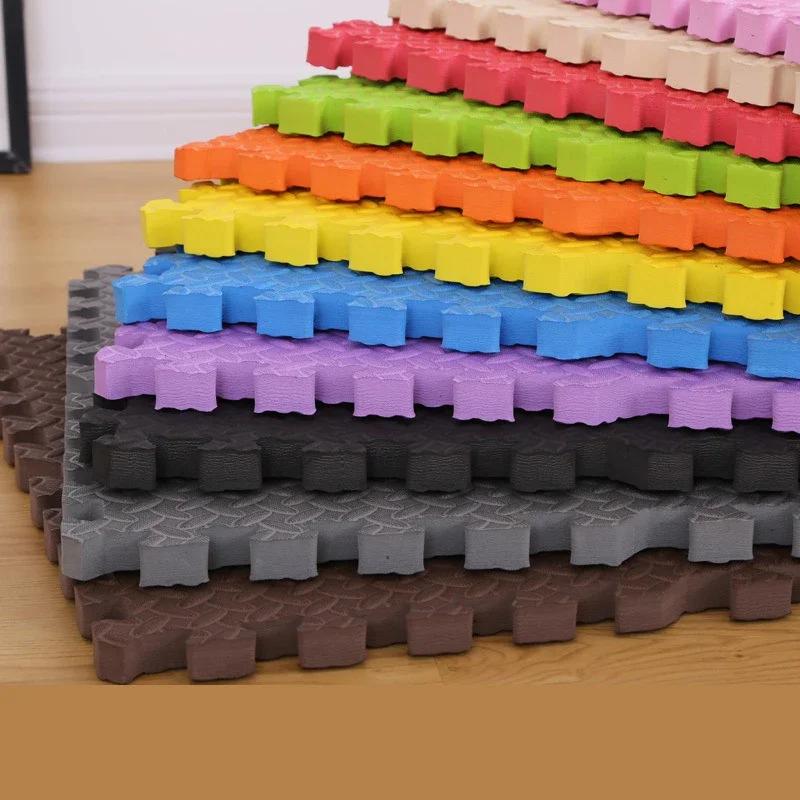 6PCS Sports Gym Mat Protection EVA Leaf Grain Floor Mats Yoga Fitness Non-Slip Splicing Rugs Thicken Shock Room Workout 30*30cm