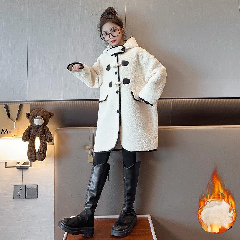 

Детское пальто с капюшоном, осенне-зимний плотный плащ для девочек