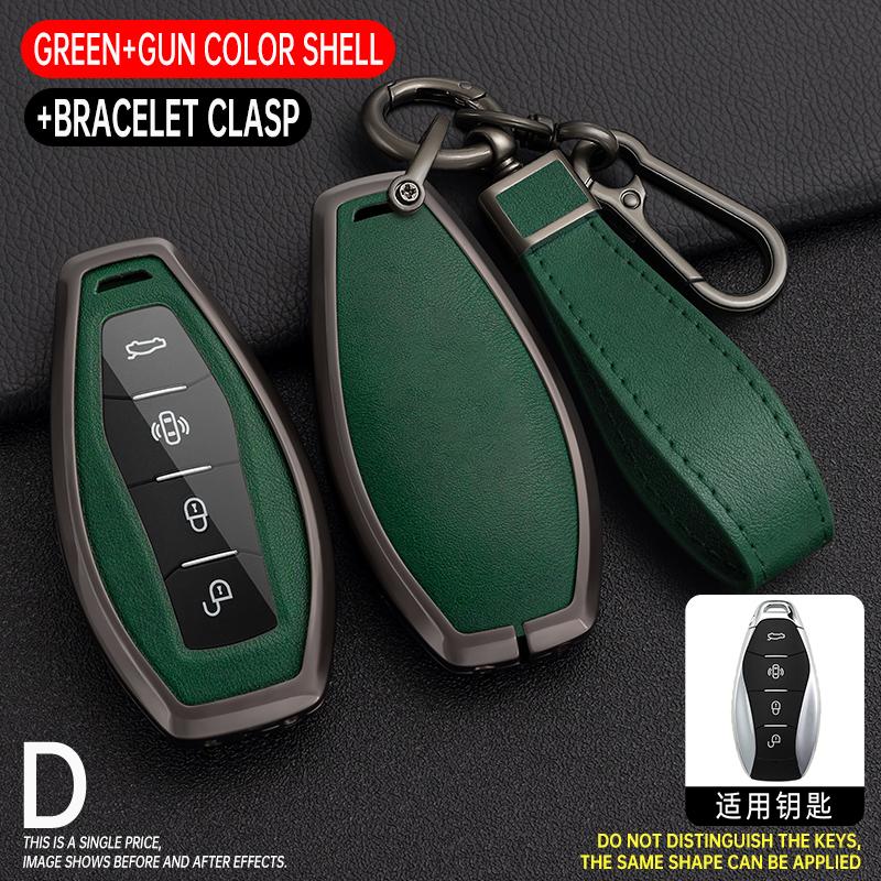 4 Buttons Zinc Alloy+ Leather Car Remote Key Case Cover Shell Fob For Faw Hongqi H5 Hongqi H5 Car Accessories