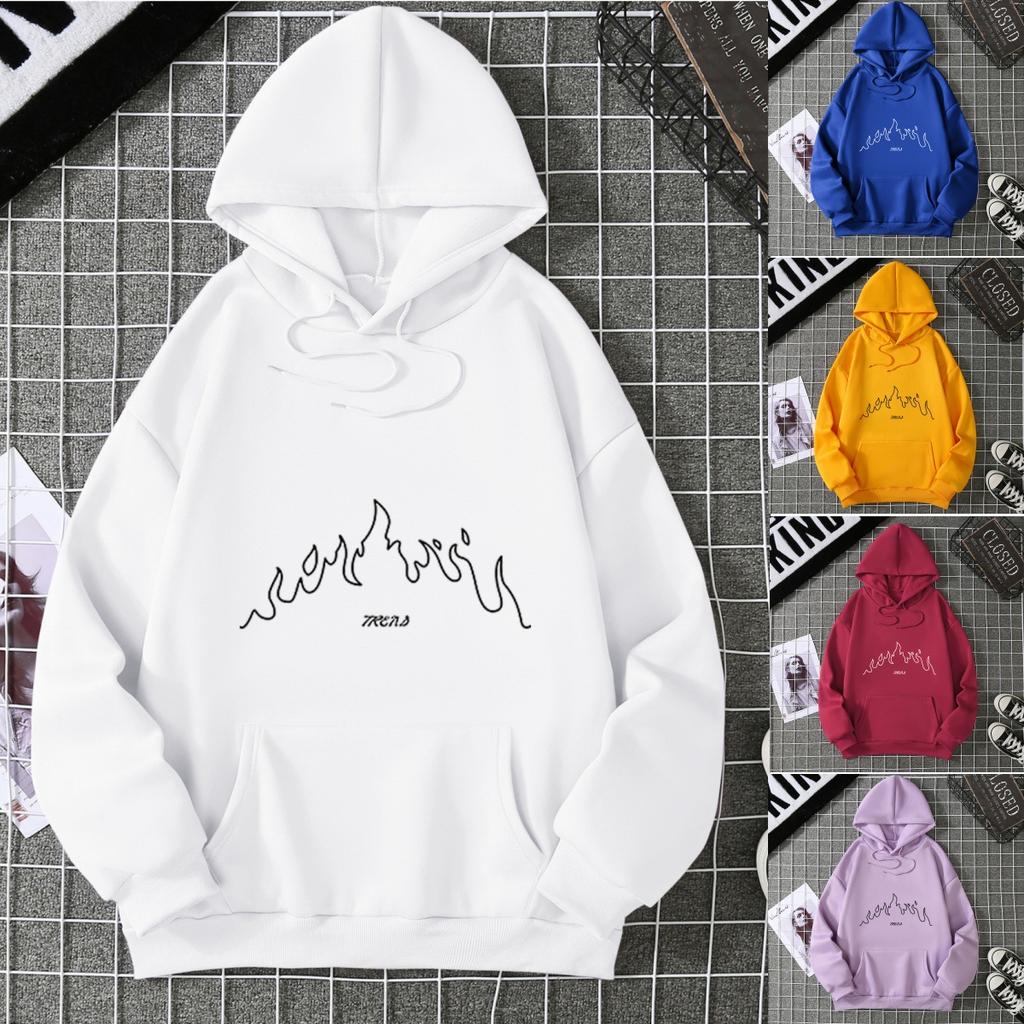 2025 new women's fleece sweater print pocket print hoodie