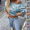 2026 Summer V-neck Drawstring Tie Short-sleeve Solid Color Women's T-shirt