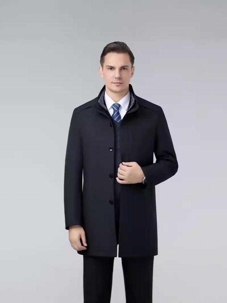 2024 Men's Mid-Length Lapel Coat: High-End Spring/Autumn Business Casual Windbreaker