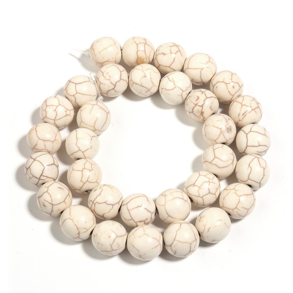 3-20mm White Turquoises Stone Beads Loose Spacer Gemstone Round Bead For Jewelry Making DIY Bracelet Necklace Beaded Accessories