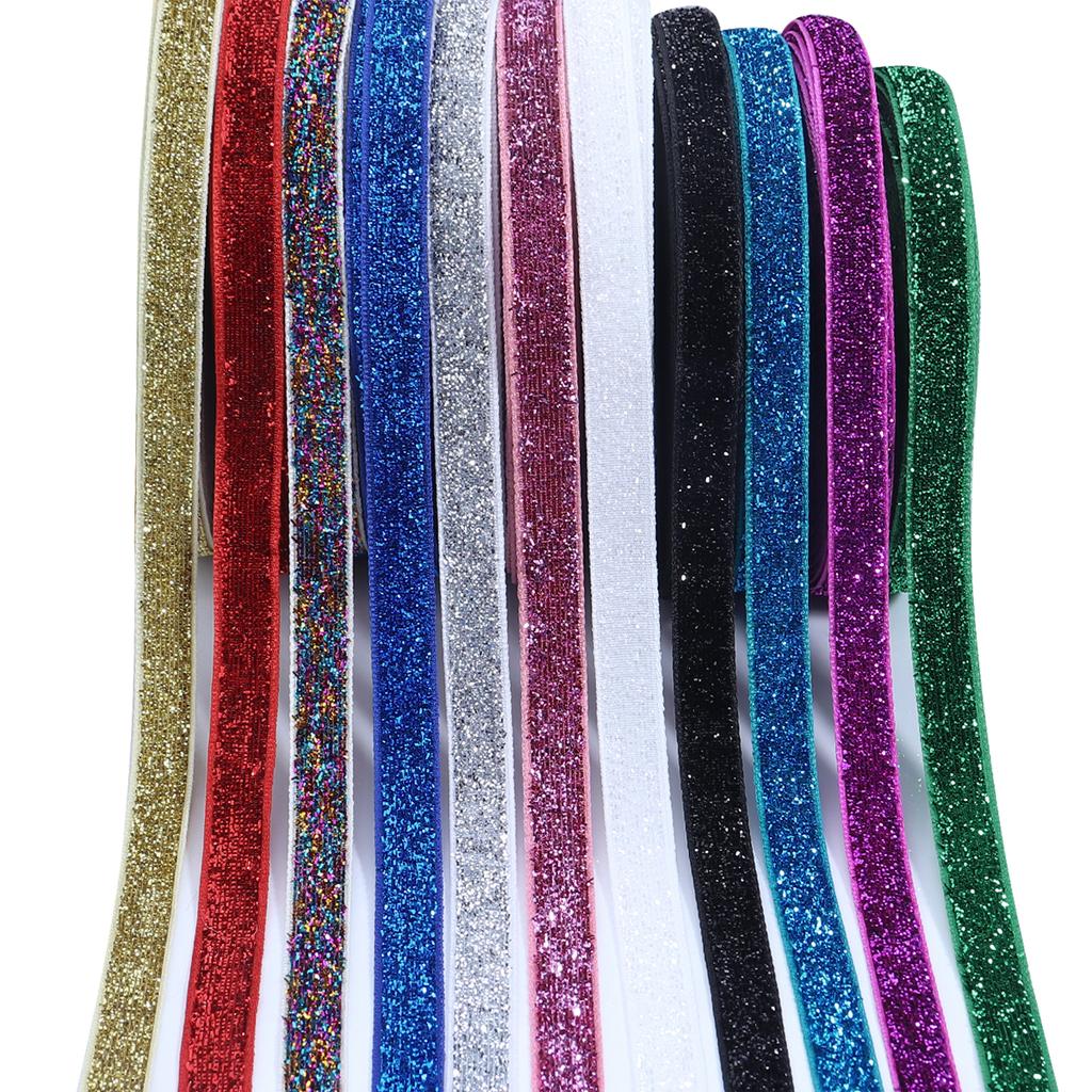 5-10yards/lot Colored Single-sided Velvet Ribbon Sparkling Satin Ribbon Bow DIY Christmas Party Gift Flower Packaging Decoration