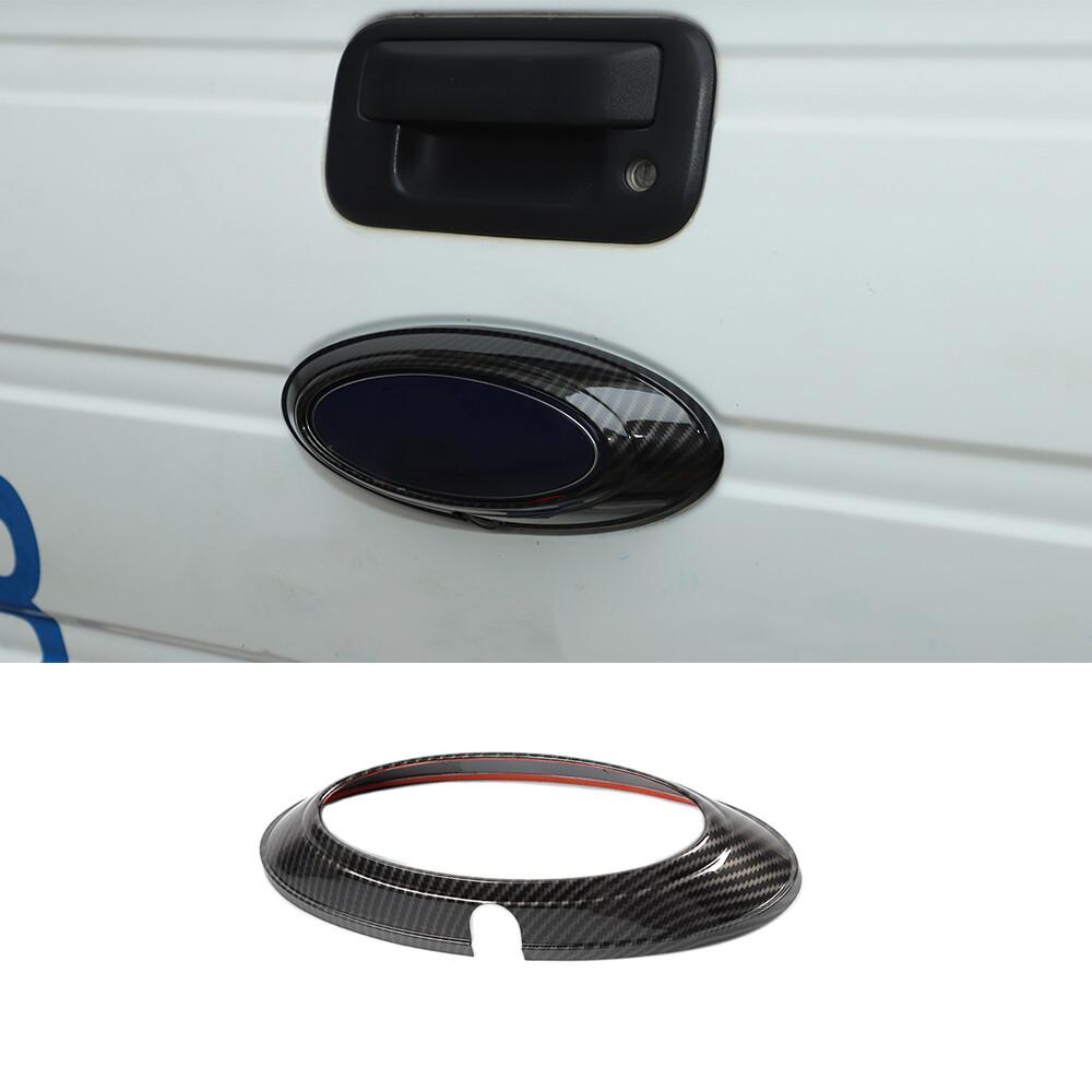 Car Rear Logo Emblem Badge Ring Cover Trim For Ford F150 2009-2014 Carbon Fiber