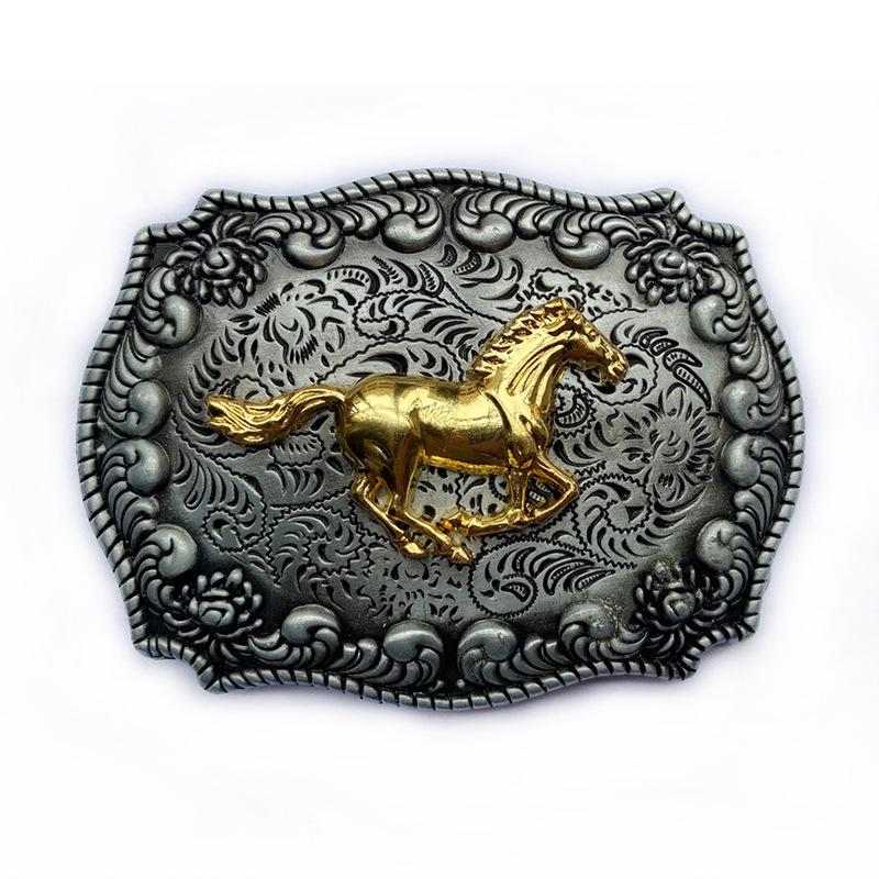 Ethnic Style Denim Belt with Large Floral Alloy Buckle