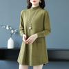 Large-sized Half Turtleneck Sweater Loose and Casual Mid-length Pullover for Women Solid-color A-line Knitted Dress