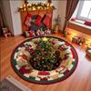 Imitation Cashmere Christmas Round Carpet 3D Special-shaped Santa Claus Floor Mat  Home Decor