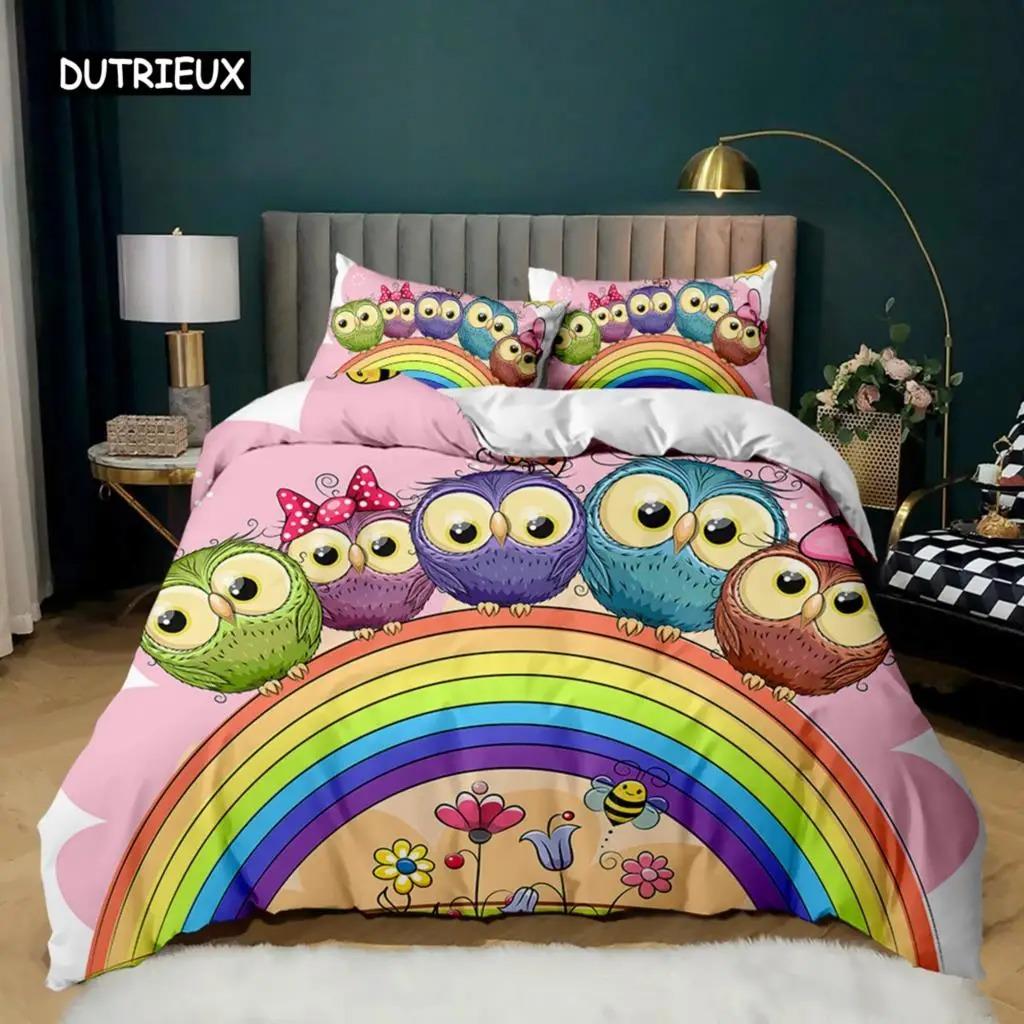 Comforter Owl Cute Owl And Stars Decor Comforter Outer Space Kids Cute Animal Polyester Qulit