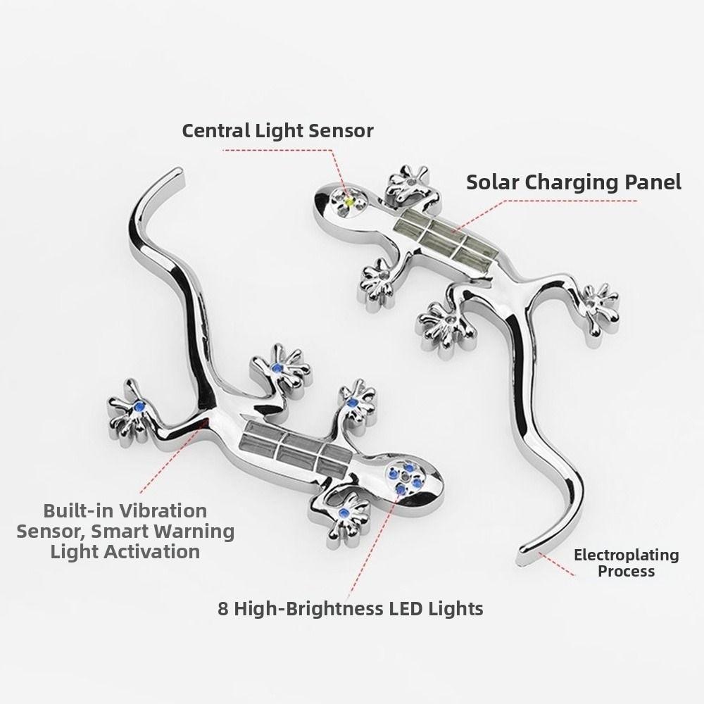 Solar Powered Gecko LED Light Gecko Shape Car Signal Lamp New Solar Warning Light Driving Warning