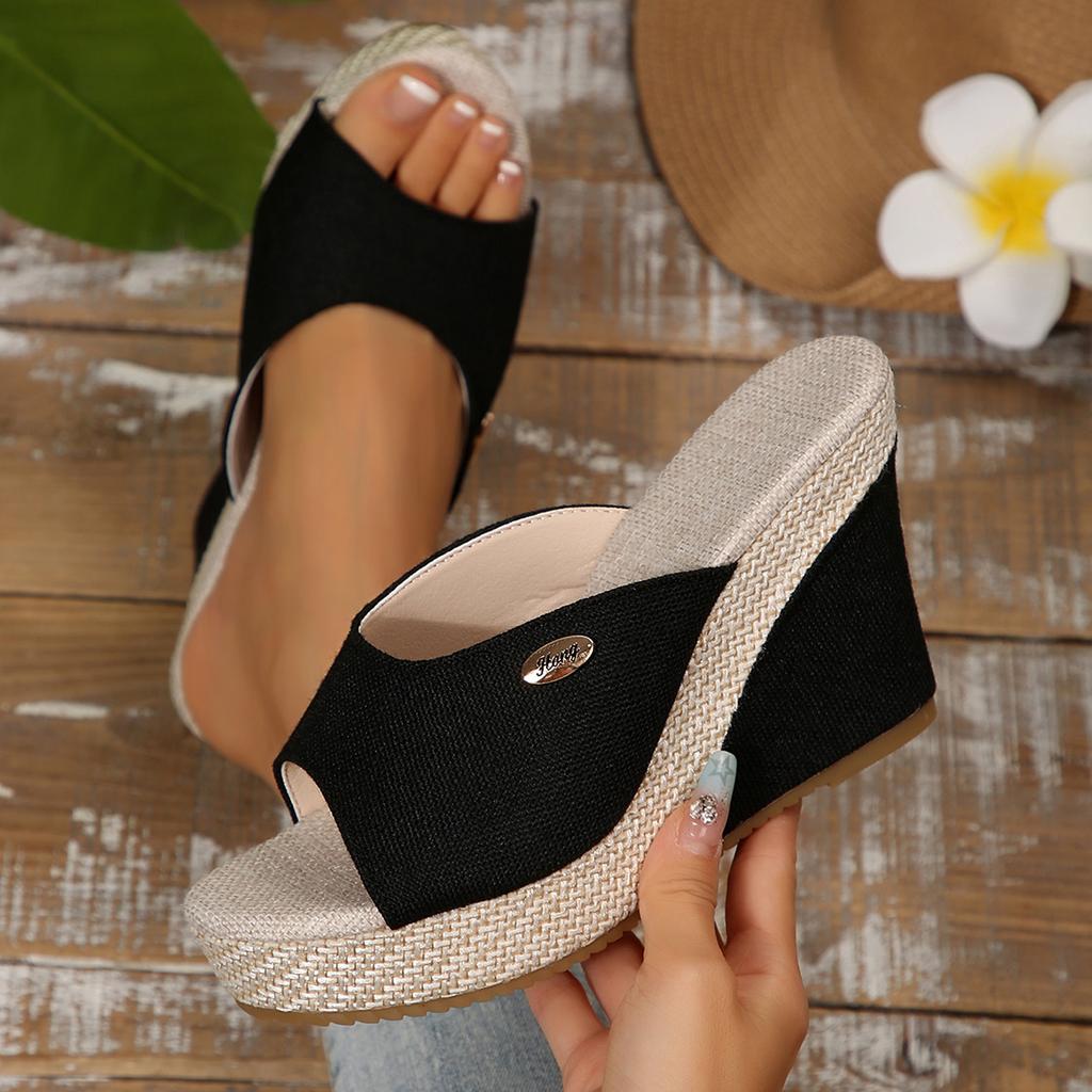 Women Wedge Slippers 2025 Summer Peep-Toe Shoes Woman High-Heeled Platform Slides Women Casual Wedges for Women High Sandals
