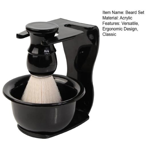 3-In-1 Beard Grooming Kit with Shaving Brush Soap Bowl Stand Ergonomic Design Beard Care Set Shaving Tools for Facial Care And Travel Use