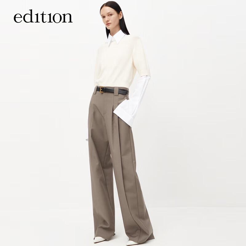 Women's Spliced Knitted Vest & Long-Sleeve Shirt Set